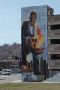 wall art on garage FItchburg, Ma.. civil rights activist