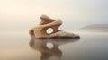 Dreamlike Stone Sculpture In Water: Organic Abstraction With Soft Color Blending