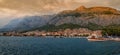 Adriatic coastline panorama at sunset Makarska Croatia Royalty Free Stock Photo