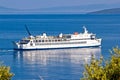 Adriatic ferry boat on blue sea view, public sea transportation Royalty Free Stock Photo