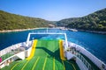 Adriatic ferry boat deck view, public sea transportation Royalty Free Stock Photo