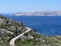 The Adriatic highway in the area of Kvarner or the Adriatic road (state road D8) along the coast of the Adriatic Sea Royalty Free Stock Photo