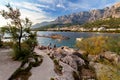 Adriatic Sea - the beach of Makarska at sunset. Makarska, Croatia Royalty Free Stock Photo