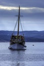 Adriatic Sea with floating ship - Brela, Croatia Royalty Free Stock Photo