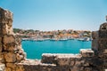 Adriatic sea and harbor view from Kamerlengo castle and fortress in Trogir, Croatia Royalty Free Stock Photo