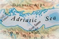 Adriatic Sea highlighted on a world map Royalty Free Stock Photo