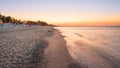 Adriatic sea and sandy beach at sunrise