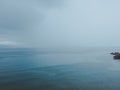 Adriatic sea shoreline during summer tempest shower rain