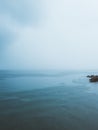 Adriatic sea shoreline during summer tempest shower rain