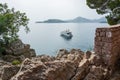 Adriatic sea view near Milocer Park in Sveti Stefan in Montenegro Royalty Free Stock Photo