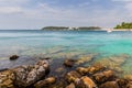 Adriatic sea view at Rovinj, popular touristic destination of Croatian coast Royalty Free Stock Photo