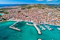 Adriatic town of Vodice waterfront aerial view