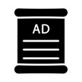 Ads glyph flat vector  icon Royalty Free Stock Photo