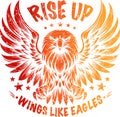 Flying Eagle Illustration, Rise Up Gradient Colors Image, Wings like Eagles. Royalty Free Stock Photo