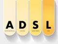 ADSL - Asymmetrical Digital Subscriber Line acronym, technology concept background