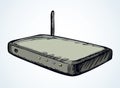 Modem with antenna. Vector drawing