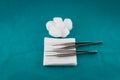 Adson forceps, gauze and cotton Royalty Free Stock Photo