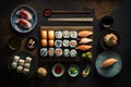 sushi plate table food photography delicous