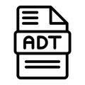 Adt file type icons. Audio extension icon outline design. Vector Illustrations