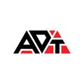 ADT triangle letter logo design with triangle shape. ADT triangle logo design monogram. ADT triangle vector logo template with red Royalty Free Stock Photo