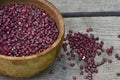 aduki beans in wooden bowl Royalty Free Stock Photo