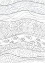 Adult antistress coloring page with abstract sea background Royalty Free Stock Photo