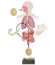 Ascaris lumbricoides life cycle. Ascaris lumbricoides, a roundworm, infects humans via the fecal-oral route Royalty Free Stock Photo