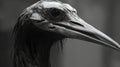 Dark Silver: A Grim Realism 3d Rendering Of A Black Bird In Profile