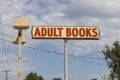 Adult Books sign at an old fashioned sex shop. Royalty Free Stock Photo