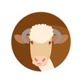Adult bull head vector illustration Flat Royalty Free Stock Photo