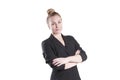 Adult businesswoman corporate black jacket portrait formal, job, pretty isolated