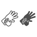 Adult and child hands line and glyph icon. Mother and child hand vector illustration isolated on white. Family outline Royalty Free Stock Photo