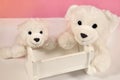 Congratulations. It is a baby girl. Teddy bears, cradle Royalty Free Stock Photo