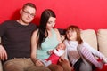 Family photo of mother, baby, daughter and father Royalty Free Stock Photo