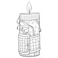 Adult coloring book,page a Christmas candle with ornaments image for relaxing.Zen art style illustration Royalty Free Stock Photo