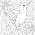 Adult coloring book,page a cute bird for relaxing.Zen art style illustration.