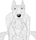 Adult coloring book,page a cute dog on the chair image for relaxing.Zen art style illustration Royalty Free Stock Photo