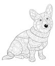 Adult coloring book,page a cute dog with ornaments image for relaxing.Zen art style illustration