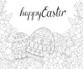 Adult coloring book,page a cute Easter Eggs image for relaxing. Royalty Free Stock Photo