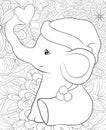 Adult coloring book,page a cute elephant image for relaxing activity.Zen art style illustration for print. Royalty Free Stock Photo