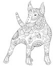 Adult coloring book,page a cute isolated dog for relaxing.Zen art style illustration.