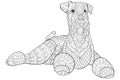 Adult coloring book,page a cute isolated dog for relaxing.Zen art style illustration.