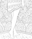 Adult coloring book,page a cute legs of a fay on the abstract background image for relaxing. Royalty Free Stock Photo