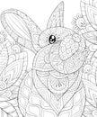 Adult coloring book,page a cute rabbit image for relaxing.