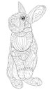 Adult coloring book,page a cute rabbit image for relaxing.