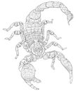 Adult coloring book,page a cute scorpion for relaxing.Line art style illustration.