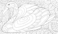 Adult coloring book,page a cute swan on the abstract background with ornaments image for relaxing.Zen art style illustration Royalty Free Stock Photo