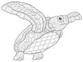 Adult coloring book,page a cute turtle image for relaxing.Zen art style illustration for print.