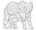 Adult coloring book,page a pair of elephants illustration for relaxing.