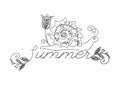 Adult coloring funny snail and Summer inscription